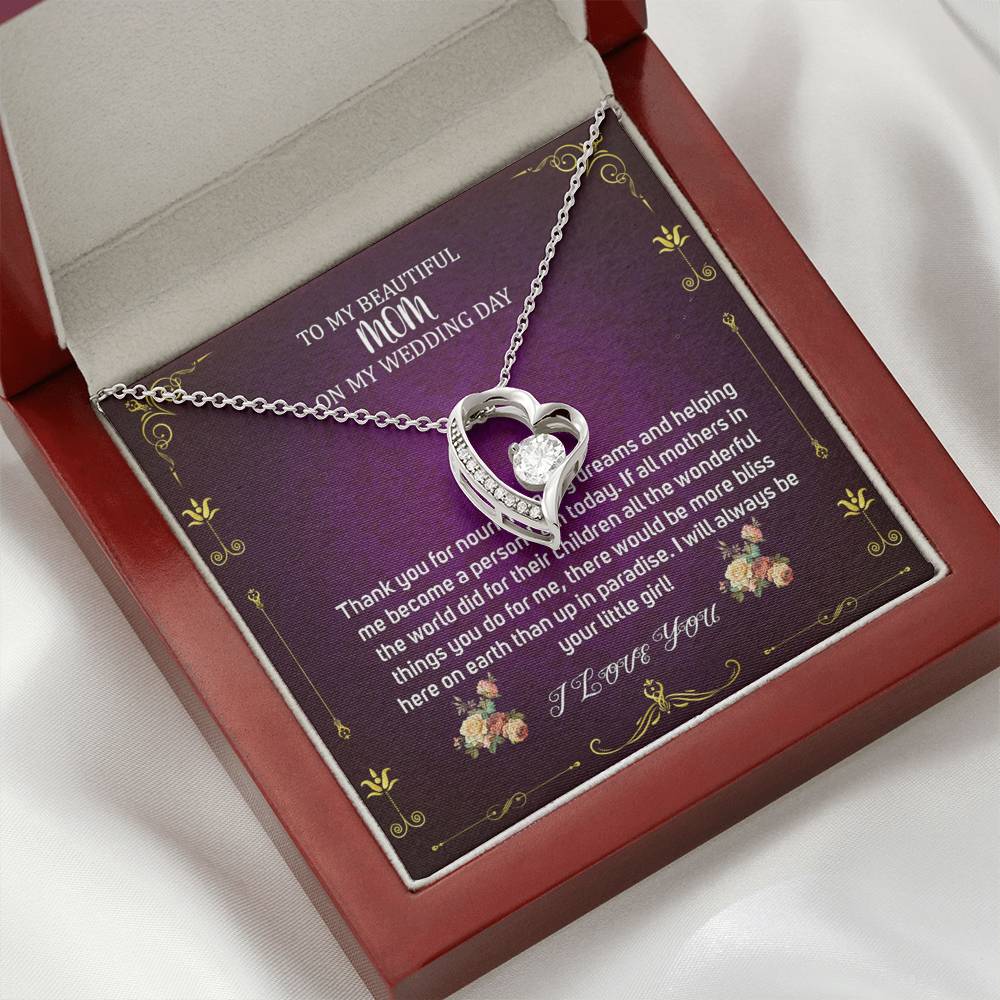 Heart Necklace, To Mom On My Wedding Day, Mother Of The Bride Gift From Daughter, Mother Of The Bride Necklace From Bride,Wedding Gift #0024