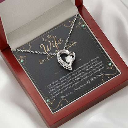 Push Gift for Wife for New Baby, New Mom Gift from Husband, Push Gift for Wife, New Baby Gift From Husband, New Mom Heart Necklace #0232