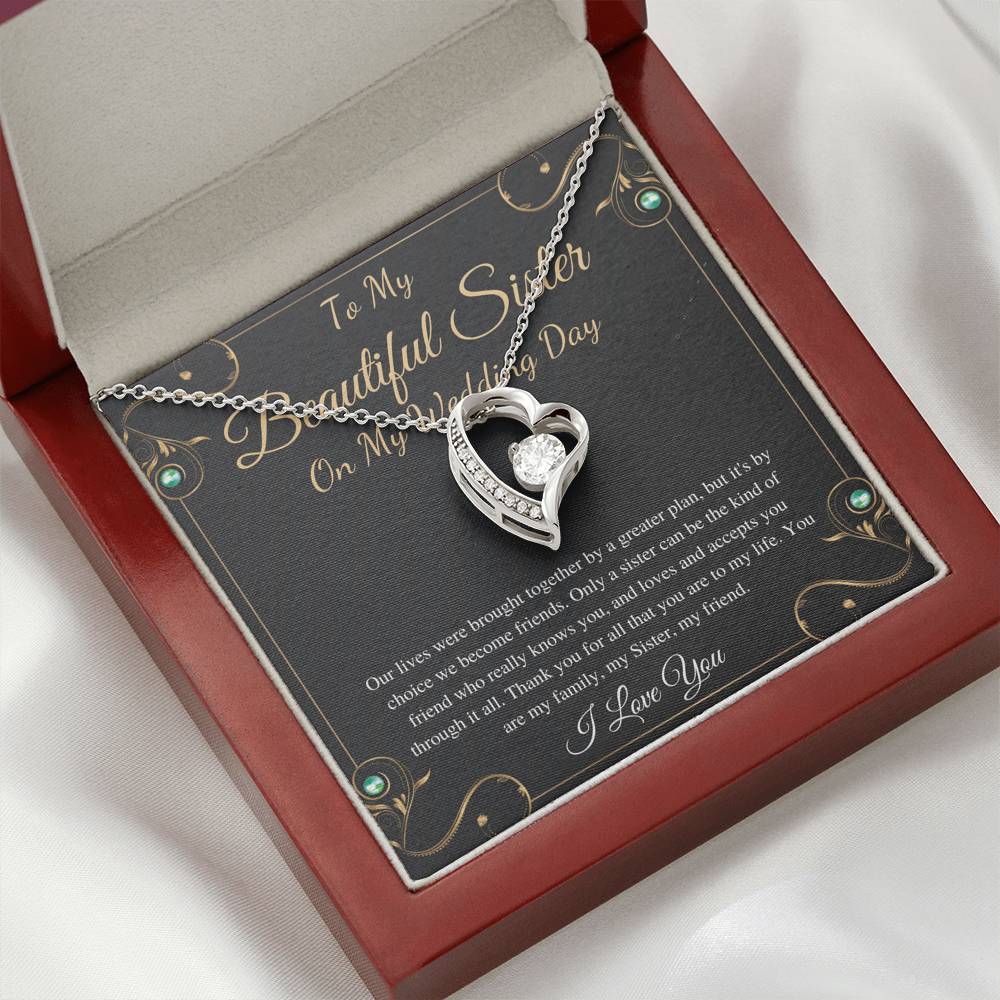Heart Necklace, Gift For Sister On My Wedding, Sister to Sister Gift, To My Sister on My Wedding Day, Sister of the Bride Gift #0096