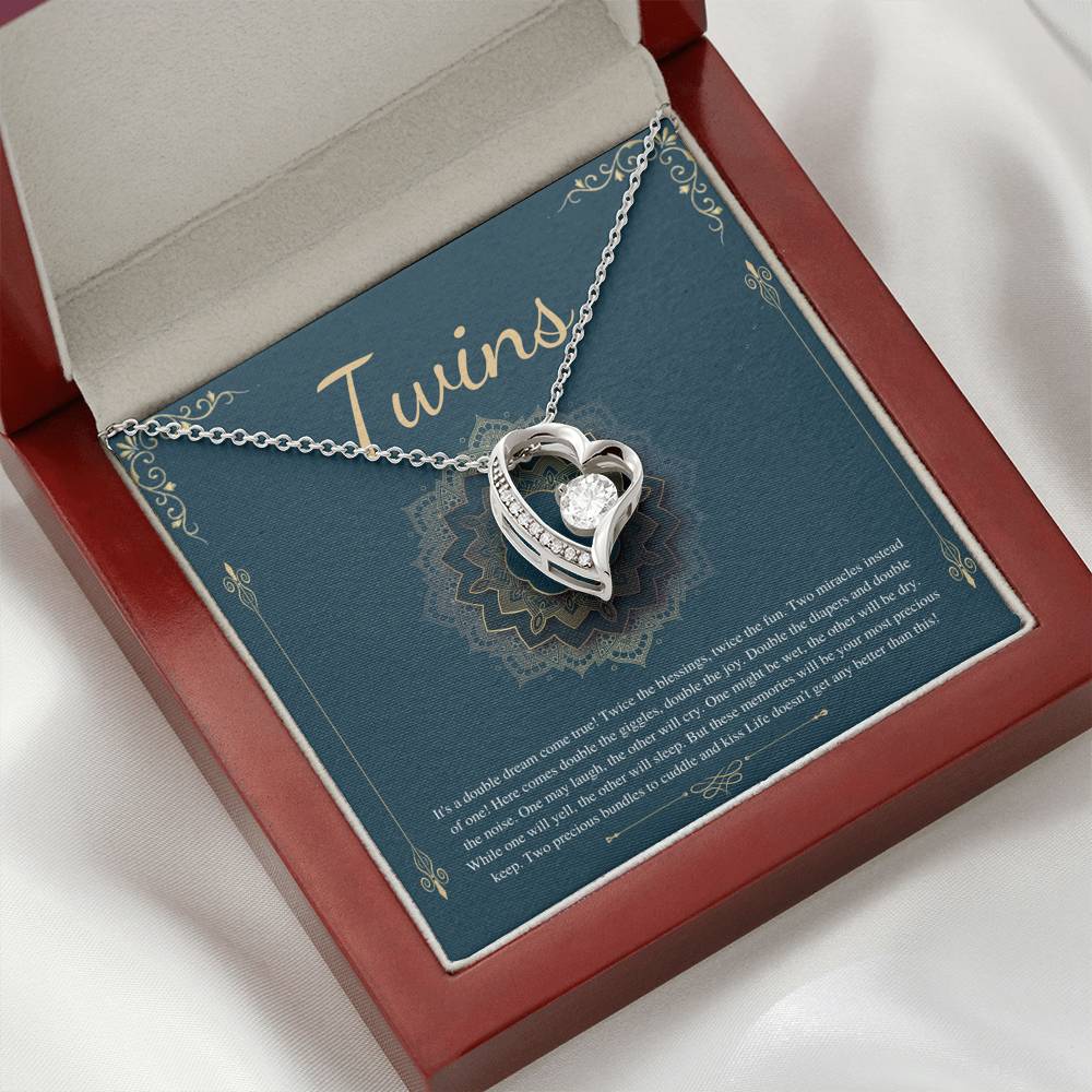 Twin Baby Gifts, Mother of Twins Baby Shower, Mom of Twins Pregnancy Announcement, Pregnant with Twins, Expecting Twins,Heart Necklace #0289