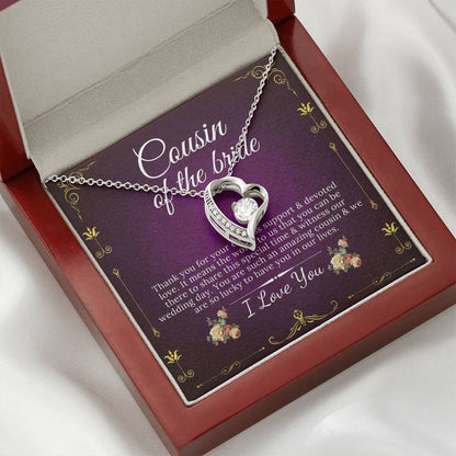 Heart Necklace Wedding Gift From Bride And Groom, Bridal Party Thank You Gift For Cousin, Gift For Cousin From Bride/Groom On Wedding #0138