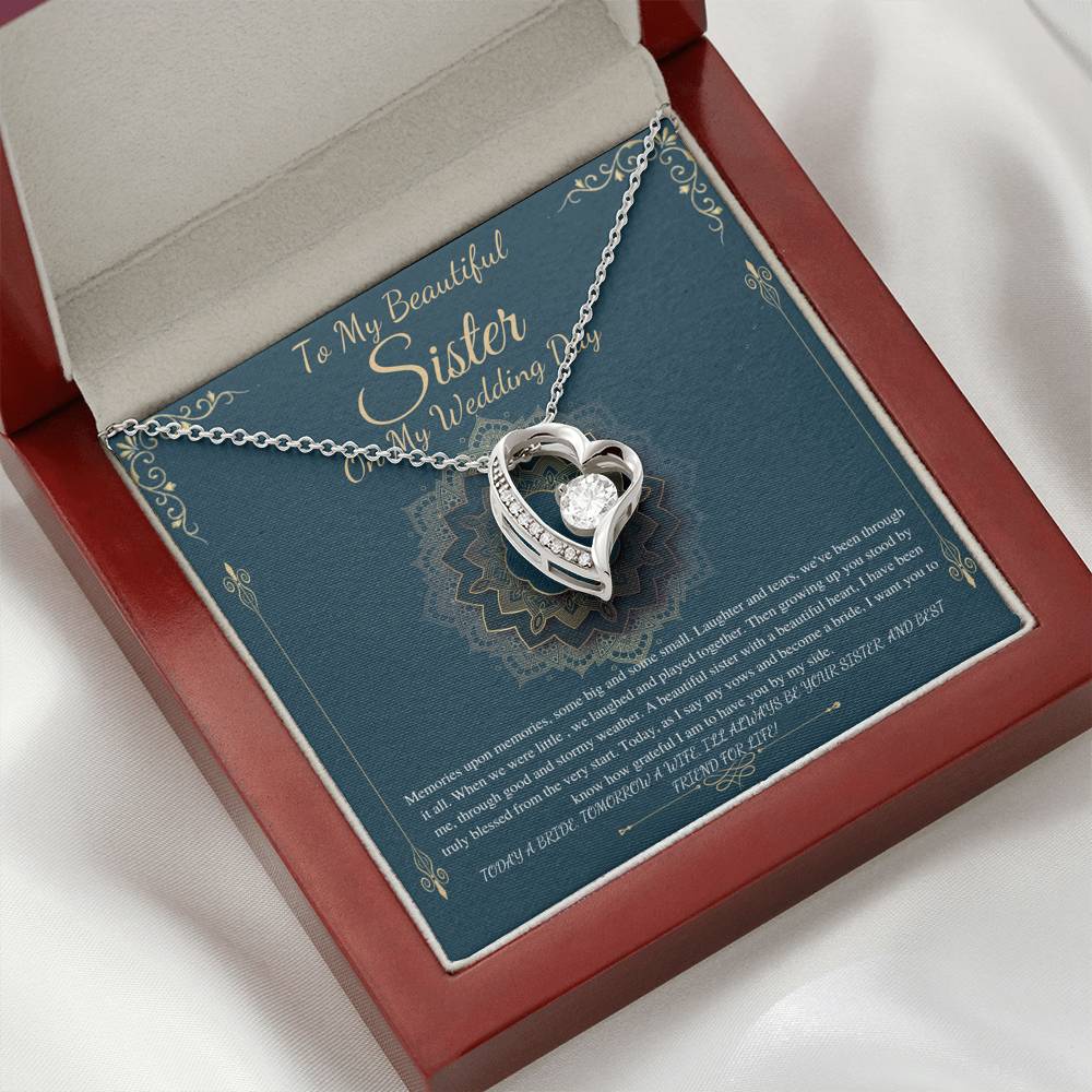 To My Sister on My Wedding Day, Thank You Letter To My Sister, Gift For Sister On My Wedding, Sister to Sister Gift, Heart Necklace #0253