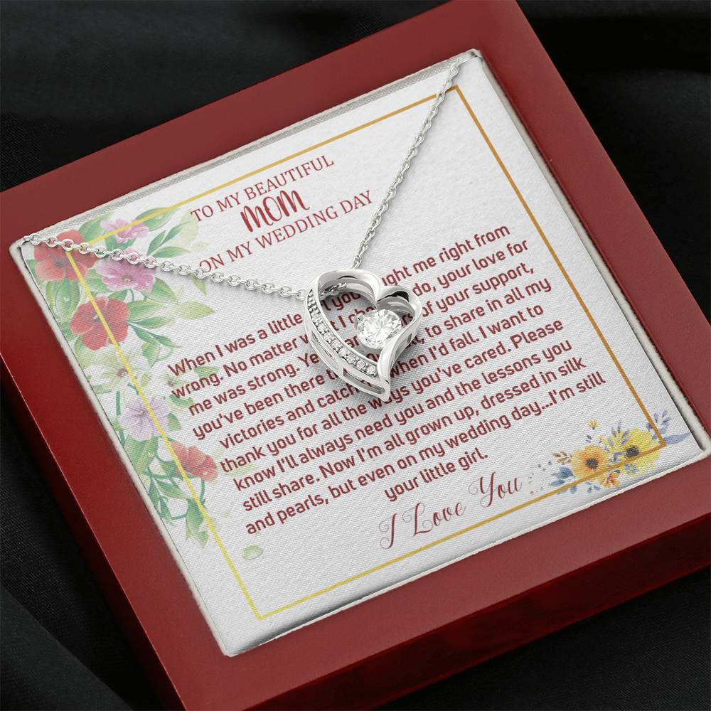 Heart Necklace, To Mom On My Wedding Day, Mother Of The Bride Necklace From Bride, Mother Of The Bride Gift From Daughter,Wedding Gift #0023
