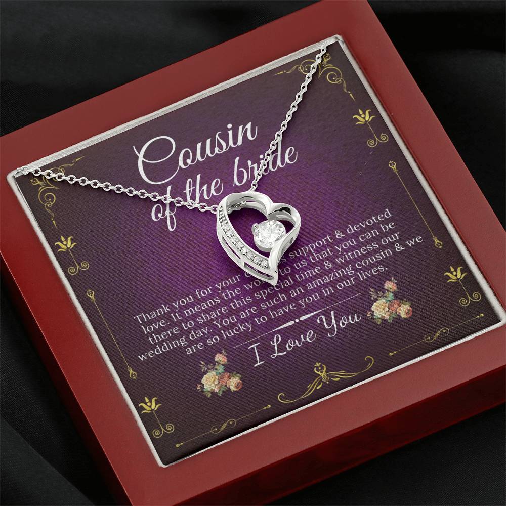 Heart Necklace Wedding Gift From Bride And Groom, Bridal Party Thank You Gift For Cousin, Gift For Cousin From Bride/Groom On Wedding #0138