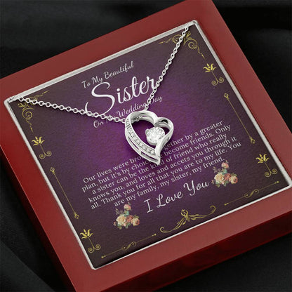 Heart Necklace, Gift For Sister On My Wedding, Sister to Sister Gift, To My Sister on My Wedding Day, Sister of the Bride Gift #0096