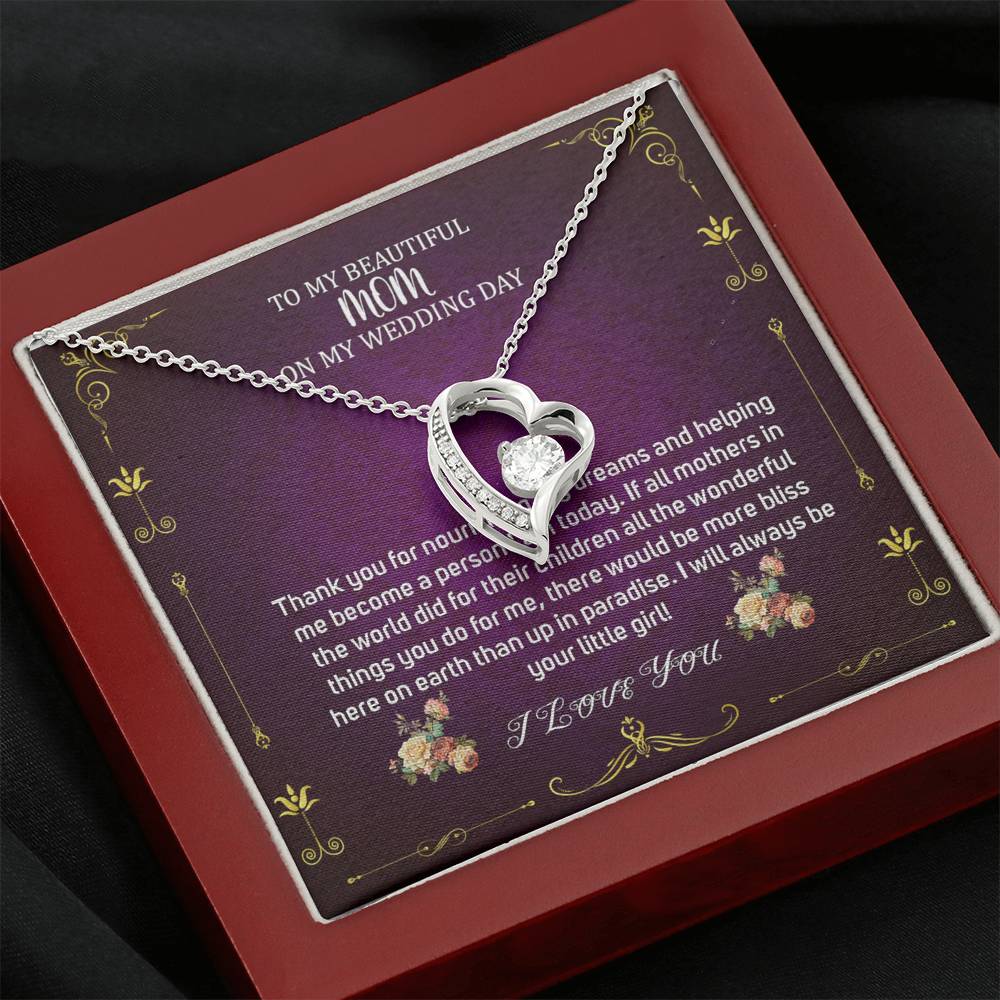 Heart Necklace, To Mom On My Wedding Day, Mother Of The Bride Gift From Daughter, Mother Of The Bride Necklace From Bride,Wedding Gift #0024