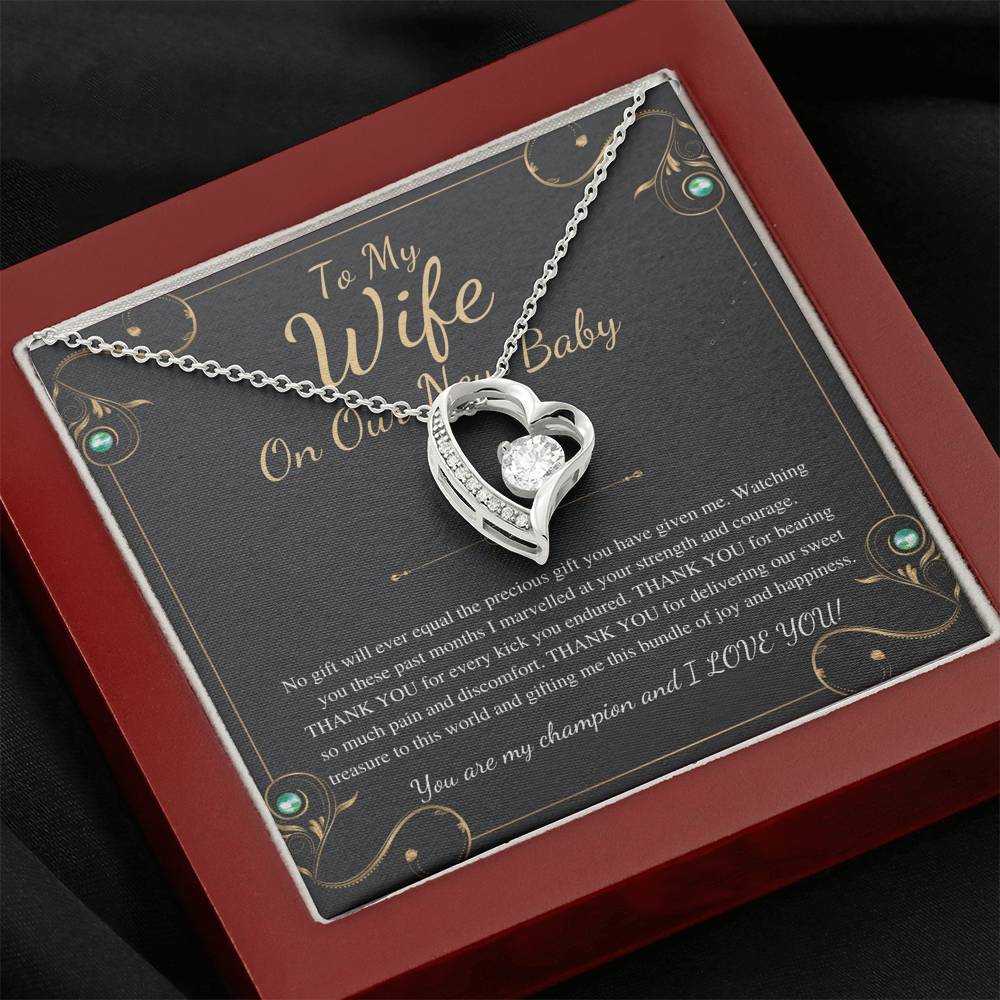 Push Gift for Wife for New Baby, New Mom Gift from Husband, Push Gift for Wife, New Baby Gift From Husband, New Mom Heart Necklace #0232