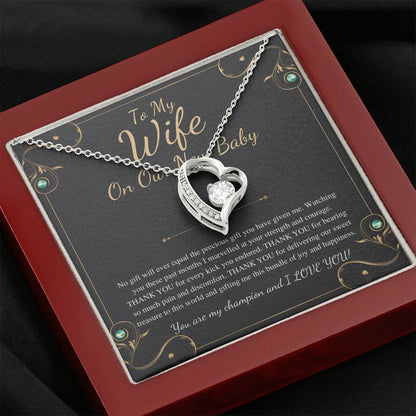 Push Gift for Wife for New Baby, New Mom Gift from Husband, Push Gift for Wife, New Baby Gift From Husband, New Mom Heart Necklace #0232