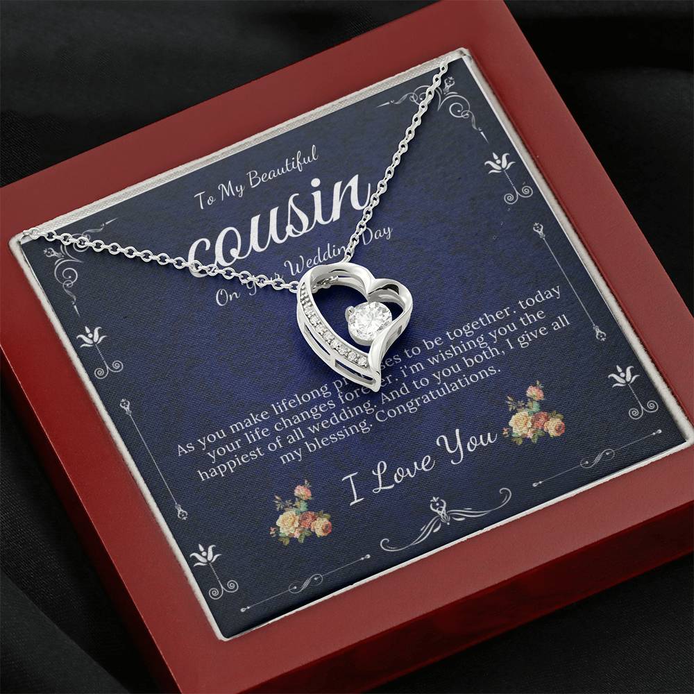 Heart Necklace, Gift For Cousin Wedding Day Bride Gift From Cousin Necklace Bride necklace Gift For Cousin Wedding Gift For My Cousin #0105