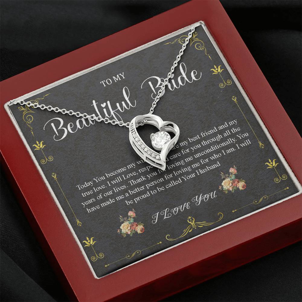 Heart Necklace, Bride Gift From Groom, Jewelry Gift from Groom to Bride,Wedding Day Gift From Groom To Future Wife Gift On Wedding Day #0041