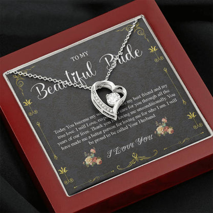 Heart Necklace, Bride Gift From Groom, Jewelry Gift from Groom to Bride,Wedding Day Gift From Groom To Future Wife Gift On Wedding Day #0041