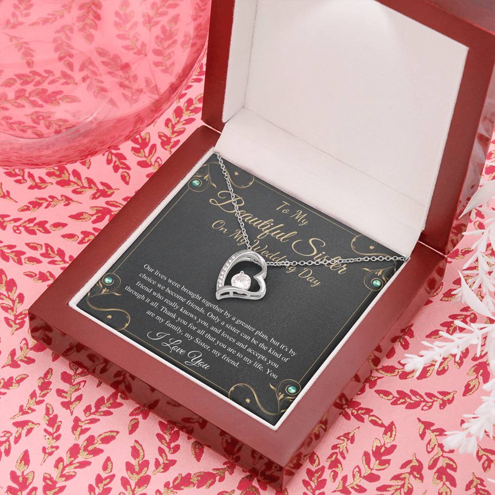 Heart Necklace, Gift For Sister On My Wedding, Sister to Sister Gift, To My Sister on My Wedding Day, Sister of the Bride Gift #0096