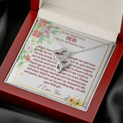 Double Heart, Mother Of The Bride Necklace From Bride Necklace To My Mom On My Wedding Day Mother Of The Bride Gift From Daughter #0031