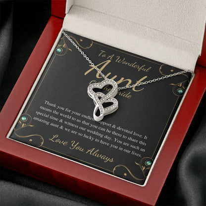 Double Heart, Aunt Of The Bride Necklace Gift Wedding Gift Fraom Bride And Groom Bridal Party Thank You Gift Wedding Jewelry For Aunt #0159