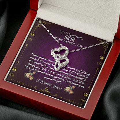 Double Heart, Mother Of The Bride Necklace From Bride Necklace To My Mom On My Wedding Day Mother Of The Bride Gift From Daughter #0032