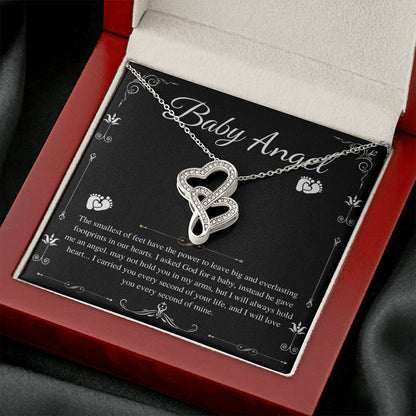 Necklace, Mama Of An Angel, Child Loss Gift, Condolence Gift, Baby Loss Gift, Miscarriage Gift, Loss Of Baby, Sympathy Gift, Double Heart
