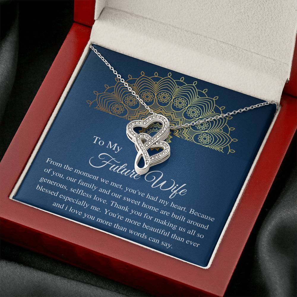 To my future wife necklace from your future husband, Engaged Gift, Fiancée gift, From Boyfriend, Future Wife Christmas, Double Heart #0630