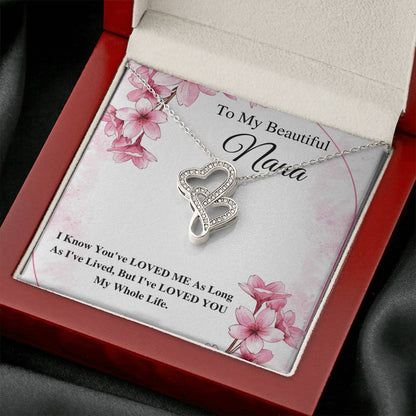 To My Nana, Nana Neckalce, Nana Jewelry From Granddaughter, Gifts For Nana, Gifts For Grandmother, Nana Birthday Gift, Double Heart #0494