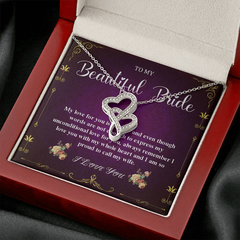 Double Heart Jewelry To My Bride Gift From Groom, Wedding Day Gift For Bride From Groom, From Groom To Future Wife Gift On Wedding Day #0055
