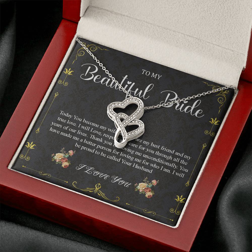 Double Heart Jewelry To My Bride Gift From Groom, Wedding Day Gift For Bride From Groom, From Groom To Future Wife Gift On Wedding Day #0054