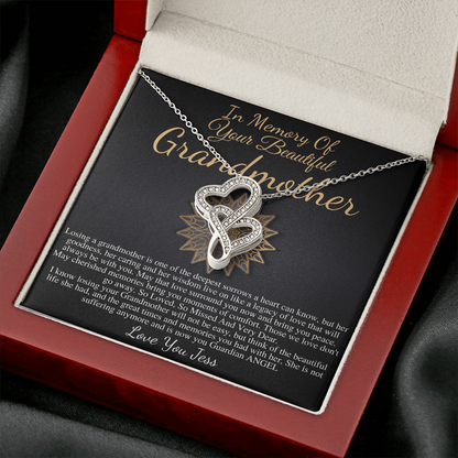 Memorial Gift Grandmother Loss Of Grandma In Memory of Grandma Sorry For Your Loss Of Loved One Condolence Necklace, Double Heart #0298 jess
