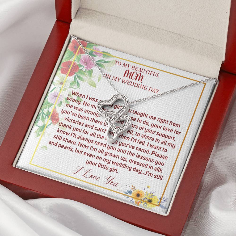 Double Heart, Mother Of The Bride Necklace From Bride Necklace To My Mom On My Wedding Day Mother Of The Bride Gift From Daughter #0031