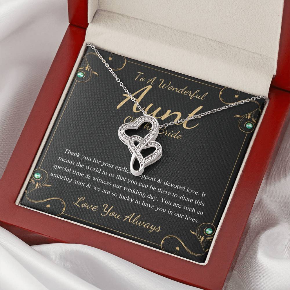 Double Heart, Aunt Of The Bride Necklace Gift Wedding Gift Fraom Bride And Groom Bridal Party Thank You Gift Wedding Jewelry For Aunt #0159