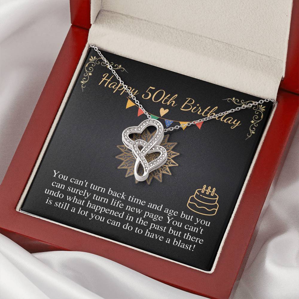 50th Birthday Gift for Women, 50th Birthday Gift for her, 50th Birthday Gift for Mom, Friend, 50th Birthday Gift Idea, Double Heart #0677