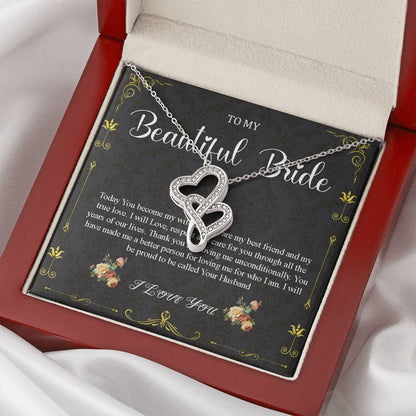 Double Heart Jewelry To My Bride Gift From Groom, Wedding Day Gift For Bride From Groom, From Groom To Future Wife Gift On Wedding Day #0054