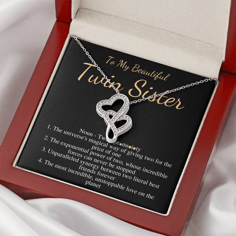 Necklace for Twins Sister, Gift for Sister, Birthday Gift for Twin Sister, Best Friend Gift,Twin Sister Christmas Jewelry,Double Heart #0556