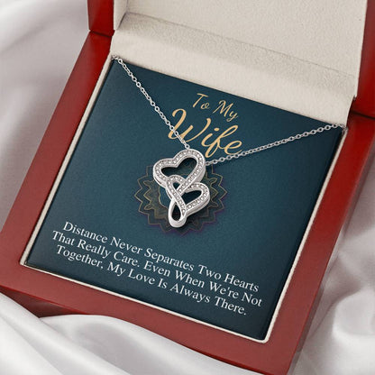 To My Wife Necklace, Anniversary Gift for Wife, Birthday Gift for Wife, Gift for Wife, Necklace for Wife Christmas Gift, Double Heart #0610