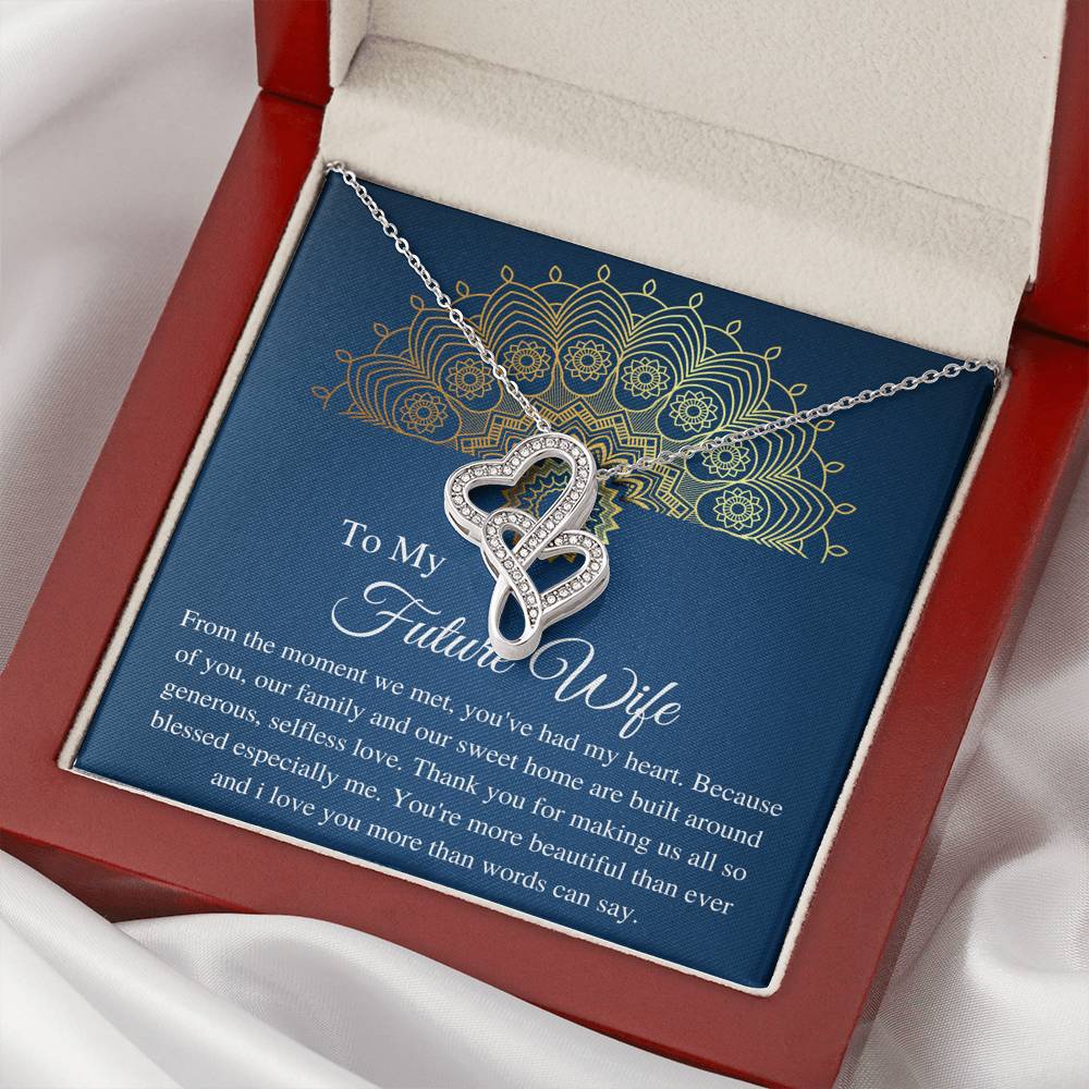 To my future wife necklace from your future husband, Engaged Gift, Fiancée gift, From Boyfriend, Future Wife Christmas, Double Heart #0630