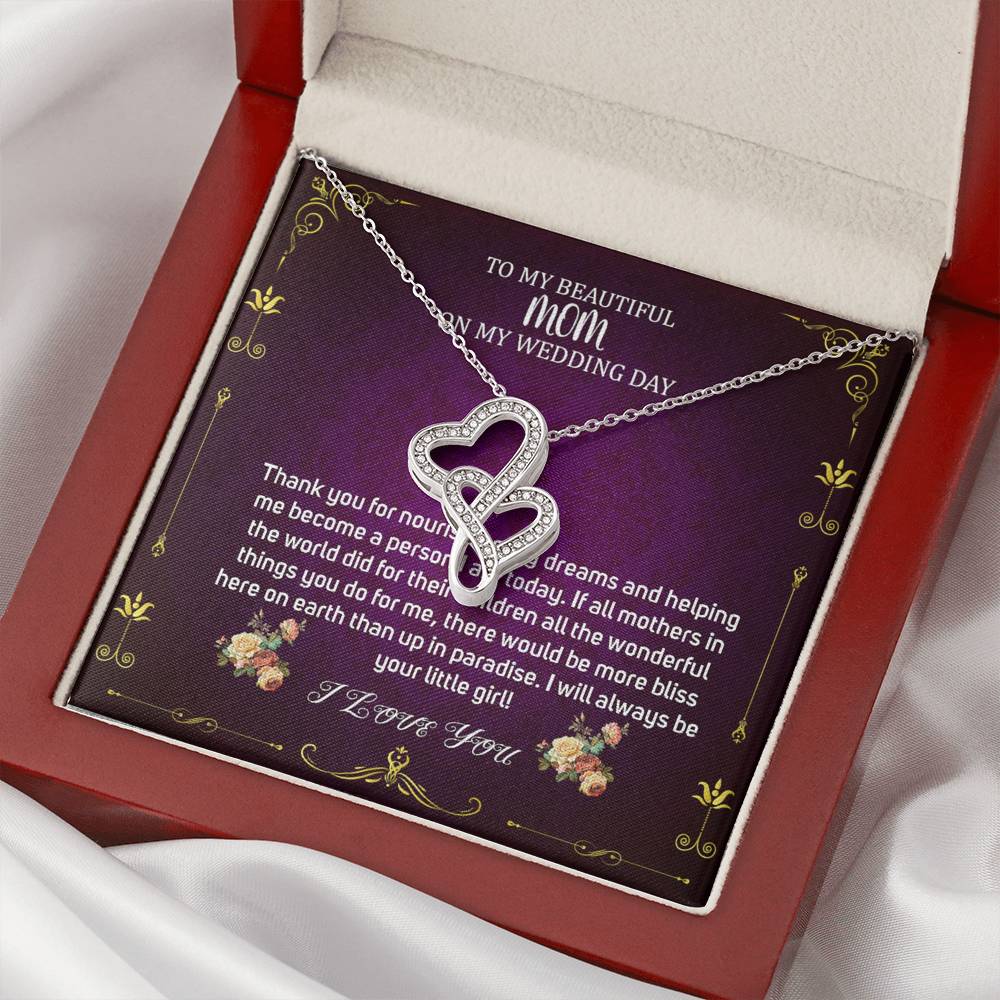 Double Heart, Mother Of The Bride Necklace From Bride Necklace To My Mom On My Wedding Day Mother Of The Bride Gift From Daughter #0032
