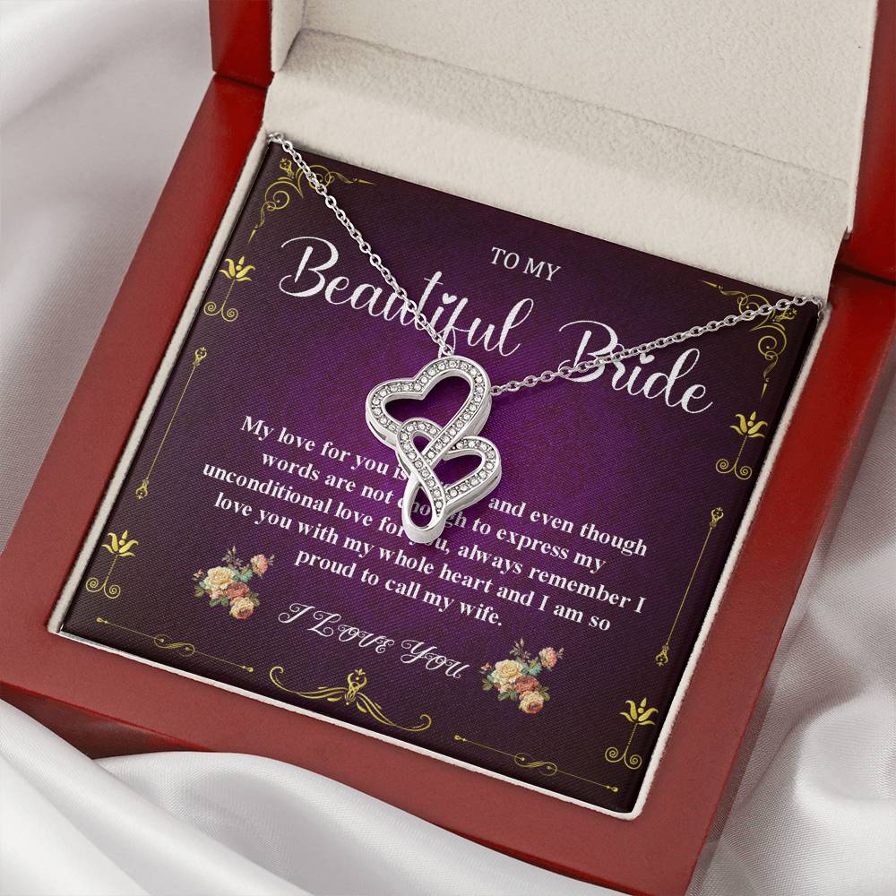 Double Heart Jewelry To My Bride Gift From Groom, Wedding Day Gift For Bride From Groom, From Groom To Future Wife Gift On Wedding Day #0055