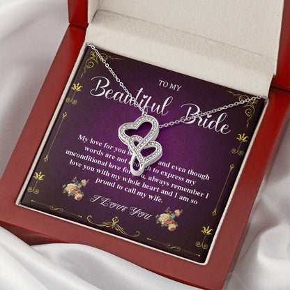 Double Heart Jewelry To My Bride Gift From Groom, Wedding Day Gift For Bride From Groom, From Groom To Future Wife Gift On Wedding Day #0055