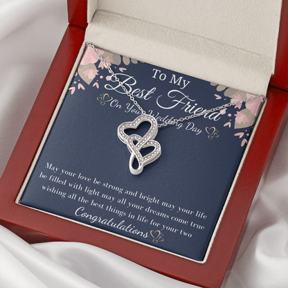 Best Friend Gift on Her Wedding Day, Best Friend to Bride Gift, Friend of the Bride Necklace, Bride Jewelry gift, Friend to Bride Necklace wedding Necklace for Bride from best friend with Message Card