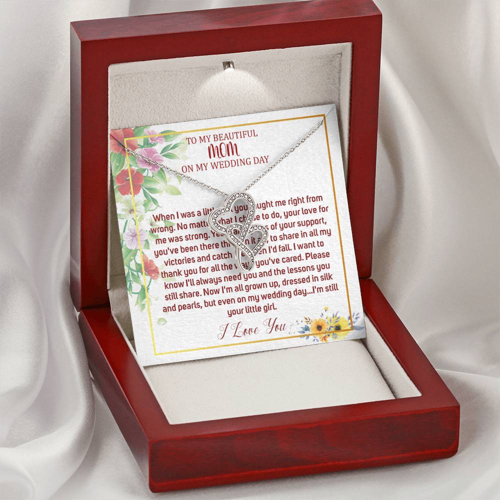 Double Heart, Mother Of The Bride Necklace From Bride Necklace To My Mom On My Wedding Day Mother Of The Bride Gift From Daughter #0031