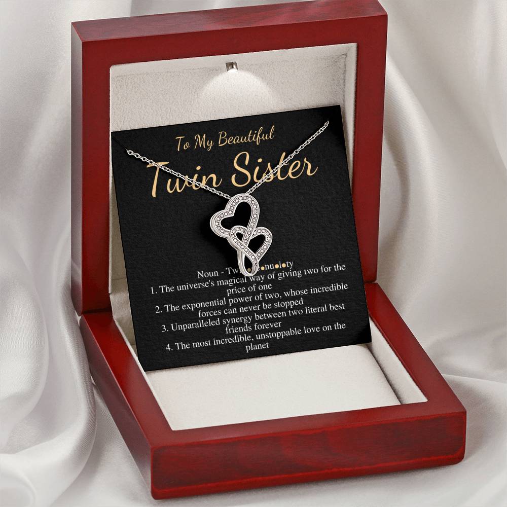 Necklace for Twins Sister, Gift for Sister, Birthday Gift for Twin Sister, Best Friend Gift,Twin Sister Christmas Jewelry,Double Heart #0556