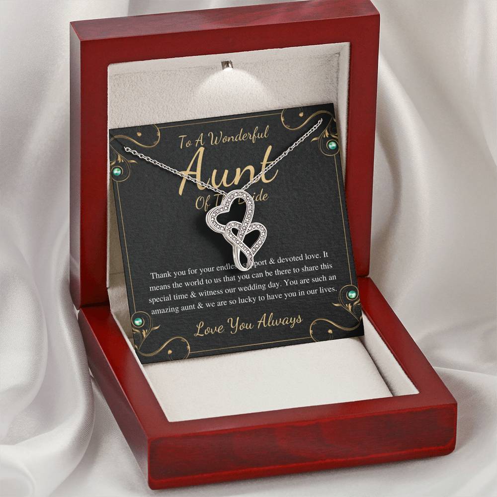 Double Heart, Aunt Of The Bride Necklace Gift Wedding Gift Fraom Bride And Groom Bridal Party Thank You Gift Wedding Jewelry For Aunt #0159