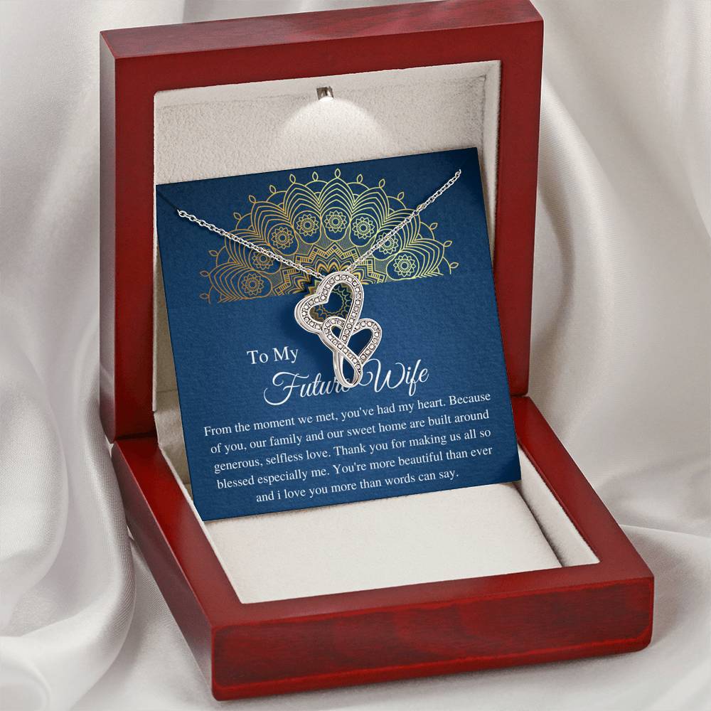 To my future wife necklace from your future husband, Engaged Gift, Fiancée gift, From Boyfriend, Future Wife Christmas, Double Heart #0630
