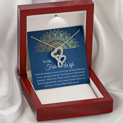 To my future wife necklace from your future husband, Engaged Gift, Fiancée gift, From Boyfriend, Future Wife Christmas, Double Heart #0630