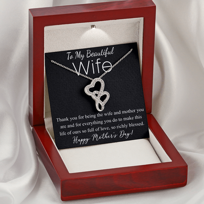 Personalized Happy Mother's Day to My Beautiful Wife Necklace, Mother's Day Gift
