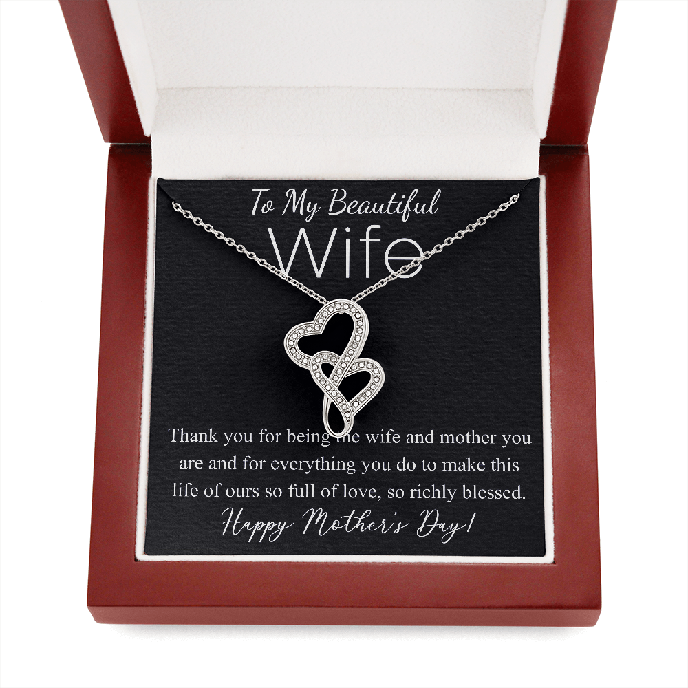 Personalized Happy Mother's Day to My Beautiful Wife Necklace, Mother's Day Gift