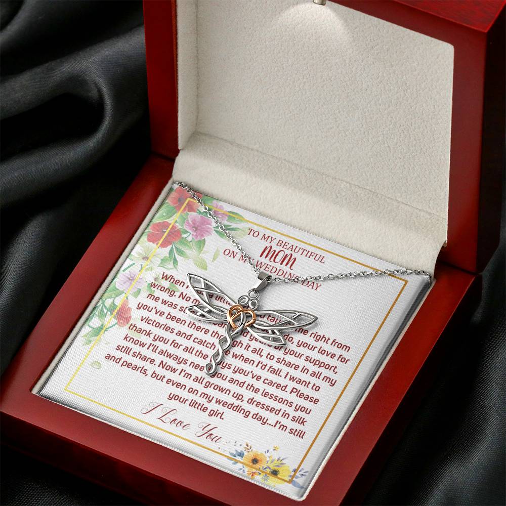 Dragonfly Necklace To My Mom On My Wedding Day Mother Of The Bride Necklace From Bride Mother Of The Bride Gift From Daughter #0029