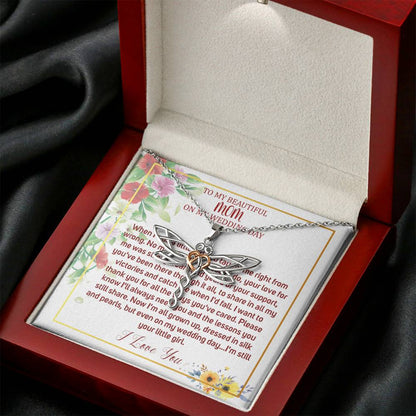 Dragonfly Necklace To My Mom On My Wedding Day Mother Of The Bride Necklace From Bride Mother Of The Bride Gift From Daughter #0029
