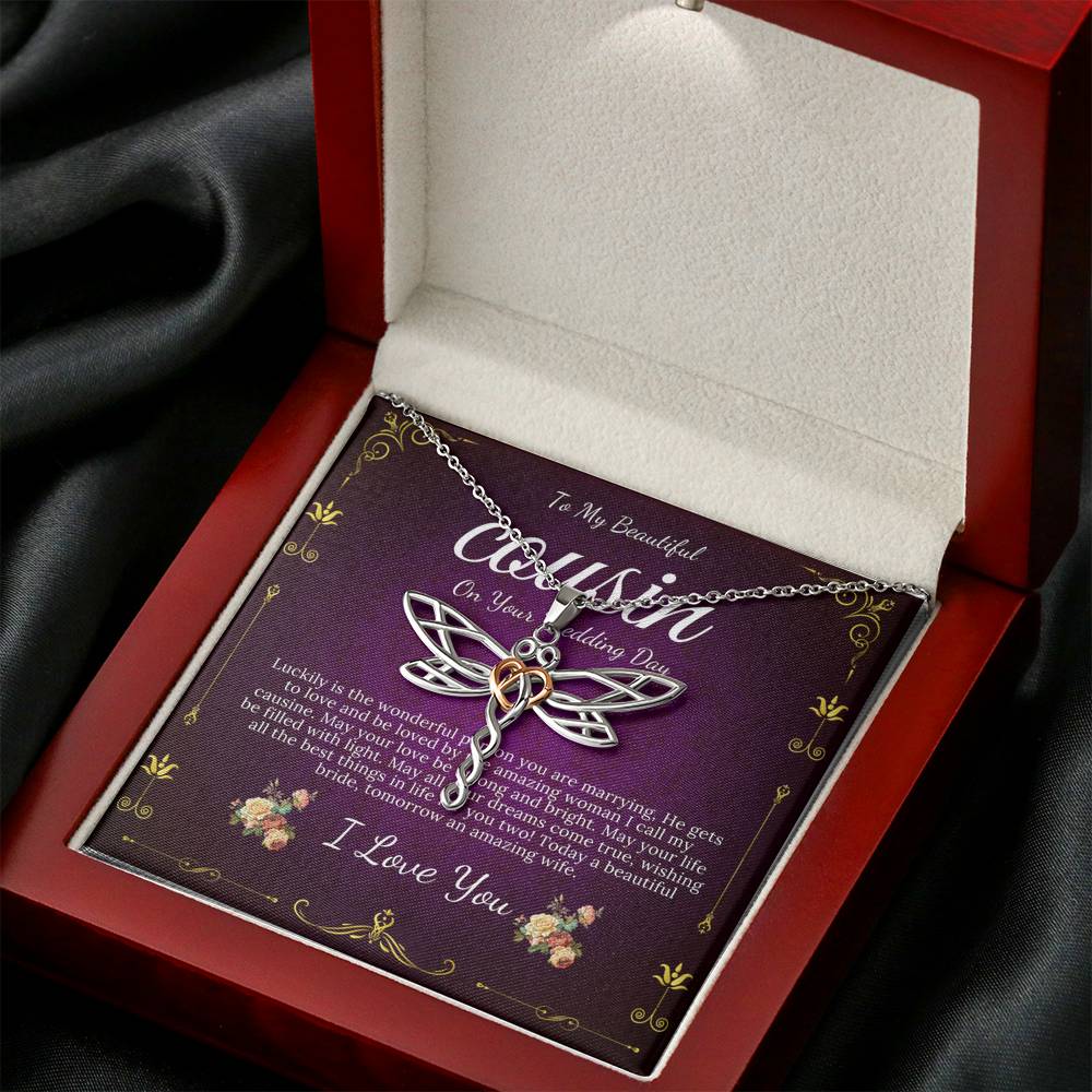Dragonfly Necklace Gift For Cousin On Her Wedding Day Bride Gift From Cousin Bride necklace Gift For Cousin Wedding Gift For My Cousin #0113