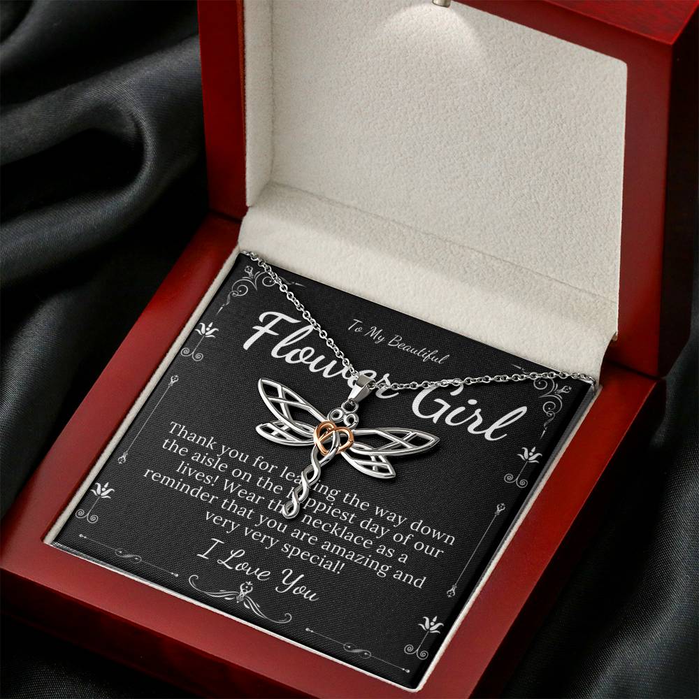 Dragonfly Necklace, Flower Girl Gift, Flower Girl Necklace, Bridal Party Gifts, Flower Girl Proposal, Junior Bridesmaid Wedding Gift #0121