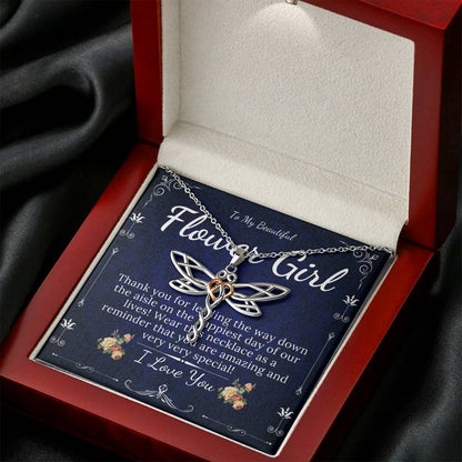 Dragonfly Necklace,Junior Bridesmaid Gift Flower Girl Jewelry Gift for Junior Bridesmaid,Necklace For Little Girl On Wedding #0123