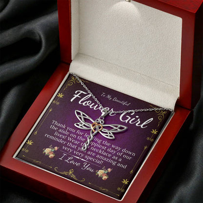 Dragonfly Flower Girl Necklace, Toddler Flower Girl Set, Flower Girl Gift, Flower Girl Jewelry, Little Girl Gift On Wedding Day #0122