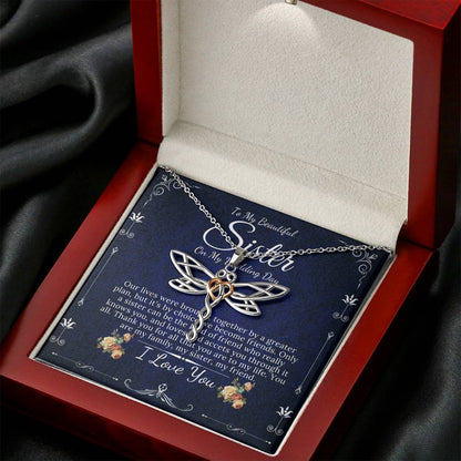 Dragonfly Necklace, To My Sister on My Wedding Day, Gift For Sister On My Wedding, Sister to Sister Gift, Sister of the Bride Gift #0084